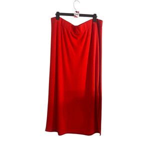 Eloquii Womens Skirt 18/20 Red Pull-On Maxi Tube Skirt